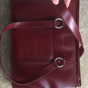 Franklin Covey red leather work bag